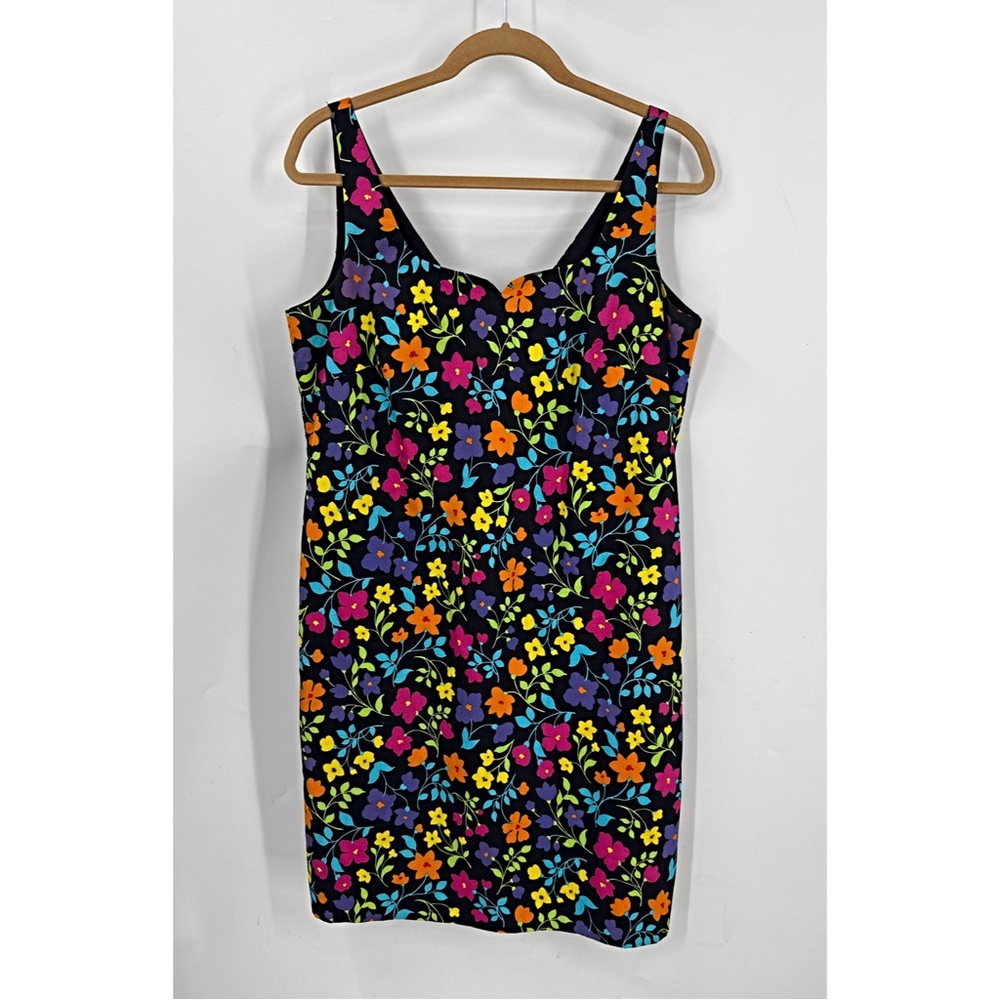 Spenser Jeremy vintage cotton colorful floral print sheath sleeveless dress 12